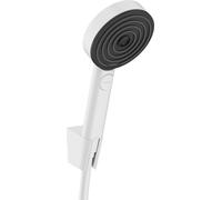hansgrohe Pulsify Select S - Set de douche avec pommeau de douche économie d´eau (EcoSmart, 3 types de jets incl. PowderRain), tuyau de douche (1,60 m) et support de douche, Blanc mat, 24305700