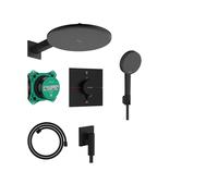 Hansgrohe Raindance Alive ensemble de douche pluie encastré - douche de tête Ø 34 cm - bras mural droit 39 cm - support fixe - noir mat 24630670