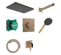 Hansgrohe Raindance Alive Q - Set de douche avec mitigeur encastré, avec corps d’encastrement, 21x34 cm, 3 jets, bronze brossé 24620140