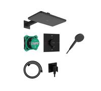 Hansgrohe Raindance Alive Q - Set de douche avec thermostat encastré, corps d’encastrement, 21x34 cm, 3 jets, noir mat 24620670