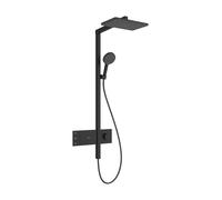 Colonne de douche thermostatique hansgrohe Raindance Alive Q 24591670 murale, EcoSmart avec ShowerSelect Comfort, 7,6 l/min, douche de tête 210/340 2jet, noir mat