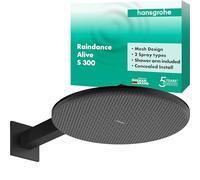hansgrohe Raindance Alive S 24541670 Pommeau de douche à économie d'eau (EcoSmart) avec bras de douche, douchette à effet pluie, 2 types de jets, pour montage mural, fonction anti-calcaire, noir mat