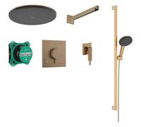 Hansgrohe Raindance Alive S - Set de douche avec thermostat encastré, avec corps d'encastrement, diamètre 30 cm, 3 jets, bronze brossé 24622140