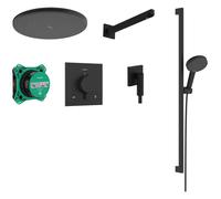 Hansgrohe Raindance Alive S - Set de douche avec thermostat encastré, corps d’encastrement, diamètre 30 cm, 3 jets, noir mat 24622670