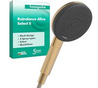 hansgrohe Raindance Alive Select S 24500140 Pommeau de douche 3 types de jet (PowderRain inclus) Pommeau de douche rond 125 mm Fonction anti-calcaire Bronze brossé