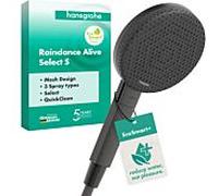hansgrohe Raindance Alive Select S 24512340 pommeau de douche à économie d'eau+, 125 mm, 3 modes de jet, chrome noir brossé