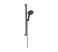 hansgrohe Raindance Alive Select S Set de supports de douche 125, 3-jet EcoSmart avec barre de douche Unica E PURO 65cm et support de douche Easy Slide, 24600340, Couleur: Chrome noir brossé