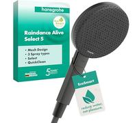 hansgrohe Raindance Alive Select S - Pommeau de douche max. 8 l/min (EcoSmart), Douchette à main avec 3 types de jet, Douchette ronde (125 mm), Noir chromé brossé, 24511340