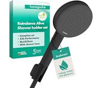 hansgrohe Raindance Alive Select S - Set de douche avec pommeau de douche (max. 8 l/min, EcoSmart, 3 types de jets incl. PowderRain), tuyau de douche (1,60 m) et support de douche, Noir mat, 24611670