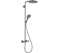 hansgrohe Raindance S Système de douche 240 1jet, PowderRain, avec thermostat, EcoSmart, 28825340, Couleur: Chrome noir brossé