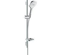hansgrohe Raindance Select E Ensemble de douche 120 3jet avec barre de douche 65 cm et porte-savon, 26620400, Couleur: Chrome / Blanc
