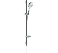 hansgrohe Raindance Select E set de douche 120 3jet avec barre de douche 90 cm et porte-savon, 26621400, Couleur: Chrome / Blanc