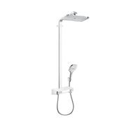hansgrohe Raindance Select Showerpipe 27288400 E360, blanc chromé , avec bras de douche 380 mm et tablette