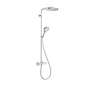 hansgrohe Raindance Select S - Colonne de douche avec mitigeur thermostatique, douche pluie 240 mm avec robinet, douchette, support, flexible de douche, barre et douche de tête ronde, Chromé, 27633000