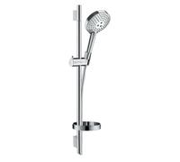 hansgrohe Raindance Select S Ensemble de douche 120 3 jet PowderRain avec barre Unica'S puro 65 cm et porte-savon, chromé, 27654000