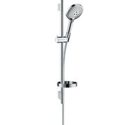 hansgrohe Raindance Select S Ensemble de Douche avec Barre 65 cm, Chromé | douchette avec 3 jets, max. 8,5 l/min (EcoSmart), bouton Select, faciles à nettoyer (QuickClean), 26632000