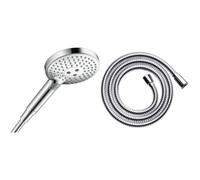hansgrohe Raindance Select S - Pommeau de douche 3 types de jet, Douchette à main ronde (diamètre 120 mm), Chromé & Sensoflex Flexible de douche métallique 1,60 m, chromé, 28136000
