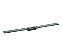 hansgrohe RainDrain Flex caniveau de douche 56054340 120cm, kit prêt à l'emploi, raccourcissable, pour montage mural, chrome noir brossé
