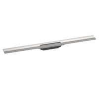 Hansgrohe RainDrain Flex - Caniveau de douche linéaire avec grille en inox 900, installation contre le mur, découpable, inox brossé 56052800