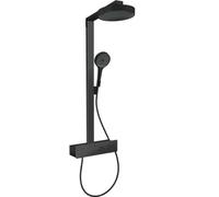 hansgrohe Rainfinity - Colonne de douche économie d'eau (EcoSmart) avec mitigeur thermostatique, douche pluie 250 mm, douchette, support, flexible, barre et douche de tête ronde, Noir mat, 28742670