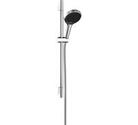 hansgrohe Rainfinity ensemble de douche 130 3jets EcoSmart avec barre de douche S Puro 65 cm, support de douchette à pression et flexible de douche textile Designflex 160 cm, chrome