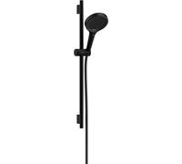 hansgrohe Rainfinity - Set de douche, Ensemble de douche avec douchette, barre de douche 65cm, flexible de douche textile Designflex 160cm et support, Pommeau de douche avec 3 types de jet, Noir mat