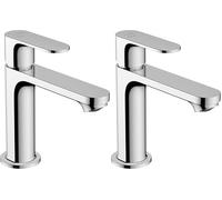 hansgrohe Rebris S - Mitigeur de lavabo sans tirette ni vidage, économie d'énergie (CoolStart), Robinet de salle de bain avec hauteur sous bec 109 mm, économie d'eau (EcoSmart), 72520000 (Lot de 2)