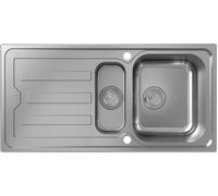 hansgrohe S44 Evier encastré 342/145, acier inoxydable, avec égouttoir, 2 bacs, 1000x500mm, 43366800