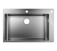 Évier encastré Hansgrohe S712-F660 en acier inoxydable 43308800, 1 cuvette principale, trou pour robinet / trou prépercé