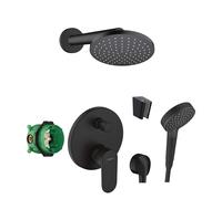 Hansgrohe - Set de douche avec mitigeur encastré, corps d’encastrement, diamètre 20 cm, 2 jets, noir mat SANI21HHH412