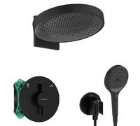 Hansgrohe - Set de douche avec mitigeur encastré, corps d’encastrement, diamètre 36 cm, 3 jets, noir mat SANI21HHH408