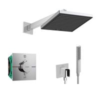 Hansgrohe - Set de douche avec thermostat encastré, corps d’encastrement, 26x26 cm, chrome SANI21HHH003