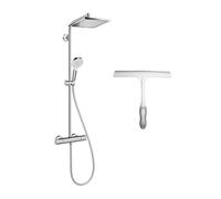 Hansgrohe Set de douche Crometta E 240 + cadeau gratuit raclette de douche, blanc (27271000-KLO)