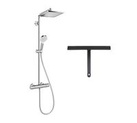 Hansgrohe Set de douche Crometta E 240 + cadeau gratuit raclette de douche en siliocone, noir (27271000-HSC)