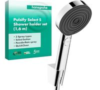 hansgrohe Set de Douche Pulsify S, Ensemble de Douche, Pommeau de Douche avec Support de Douche et Flexible 1,60 m, Douchette à Main avec 3 Types de Jet (Relaxation), Chromé, 24303000