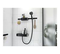 hansgrohe Set de douchette à main WallStoris 24250670 3jet EcoSmart Activation, thermostat, avec barre de douche, set d'accessoires, noir mat