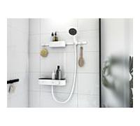 hansgrohe Set de douchette à main WallStoris 24250700 3jet EcoSmart Activation, thermostat, avec barre de douche, set d'accessoires, blanc mat