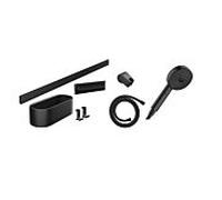 hansgrohe Set de douchette à main WallStoris 24291670 3jet Activation EcoSmart, avec barre de douche, set d'accessoires, noir mat
