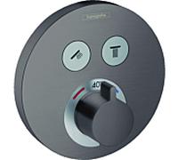 hansgrohe Set de finition ShowerSelect S 15743340 thermostat à 2 Verbraucher , pour 2 Verbraucher , chrome noir brossé