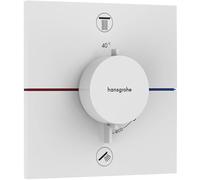hansgrohe ShowerSelect Comfort E - Mitigeur thermostatique in ombinaison de sécurité intégrée, Robinet encastré avec arrêt de sécurité (SafetyStop) à 40°C, Thermostat carré, 2 sorties, Blanc mat