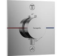 hansgrohe ShowerSelect Comfort E - Mitigeur thermostatique in ombinaison de sécurité intégrée, Robinet encastré avec arrêt de sécurité (SafetyStop) à 40°C, Thermostat carré, 2 sorties, Chromé