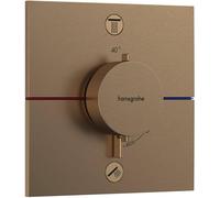 hansgrohe ShowerSelect Comfort E - Mitigeur thermostatique in ombinaison de sécurité intégrée, Robinet encastré, arrêt de sécurité (SafetyStop) à 40°C, Thermostat carré, 2 sorties, Bronze brossé