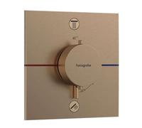 hansgrohe ShowerSelect Comfort E - Mitigeur thermostatique, Robinet encastré avec arrêt de sécurité (SafetyStop) à 40°C, Thermostat carré, 2 sorties, Bronze brossé