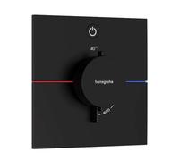 hansgrohe ShowerSelect Comfort E - Mitigeur thermostatique, Robinet encastré avec arrêt de sécurité (SafetyStop) à 40°C, Thermostat carré, 1 sortie, Noir mat