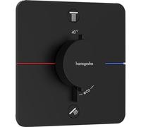 hansgrohe ShowerSelect Comfort Q - Mitigeur thermostatique, Robinet encastré avec arrêt de sécurité (SafetyStop) à 40°C, Thermostat 2 sorties, Noir mat