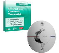 hansgrohe ShowerSelect Comfort S - Mitigeur thermostatique, Robinet encastré avec arrêt de sécurité (SafetyStop) à 40°C, Thermostat rond, 2 sorties, Chromé