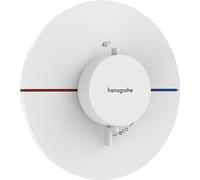 hansgrohe ShowerSelect Comfort S - Mitigeur thermostatique, Robinet encastré avec arrêt de sécurité (SafetyStop) à 40°C, Thermostat rond, 3 sorties, Blanc mat