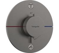 hansgrohe ShowerSelect Comfort S - Mitigeur thermostatique, Robinet encastré avec arrêt de sécurité (SafetyStop) à 40°C, Thermostat rond, 2 sorties, Noir chromé brossé