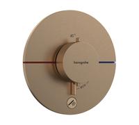 hansgrohe ShowerSelect Comfort S thermostat, encastré, 1 consommateur, une sortie supplémentaire, rosace ronde, 15562140, Couleur: Bronze brossé