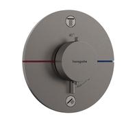 hansgrohe ShowerSelect Comfort S thermostat, encastré, 2 consommateurs, rosace ronde, 15554340, Couleur: Chrome noir brossé